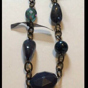 Chic Modern Goth Necklace with Dusky Blue Accents